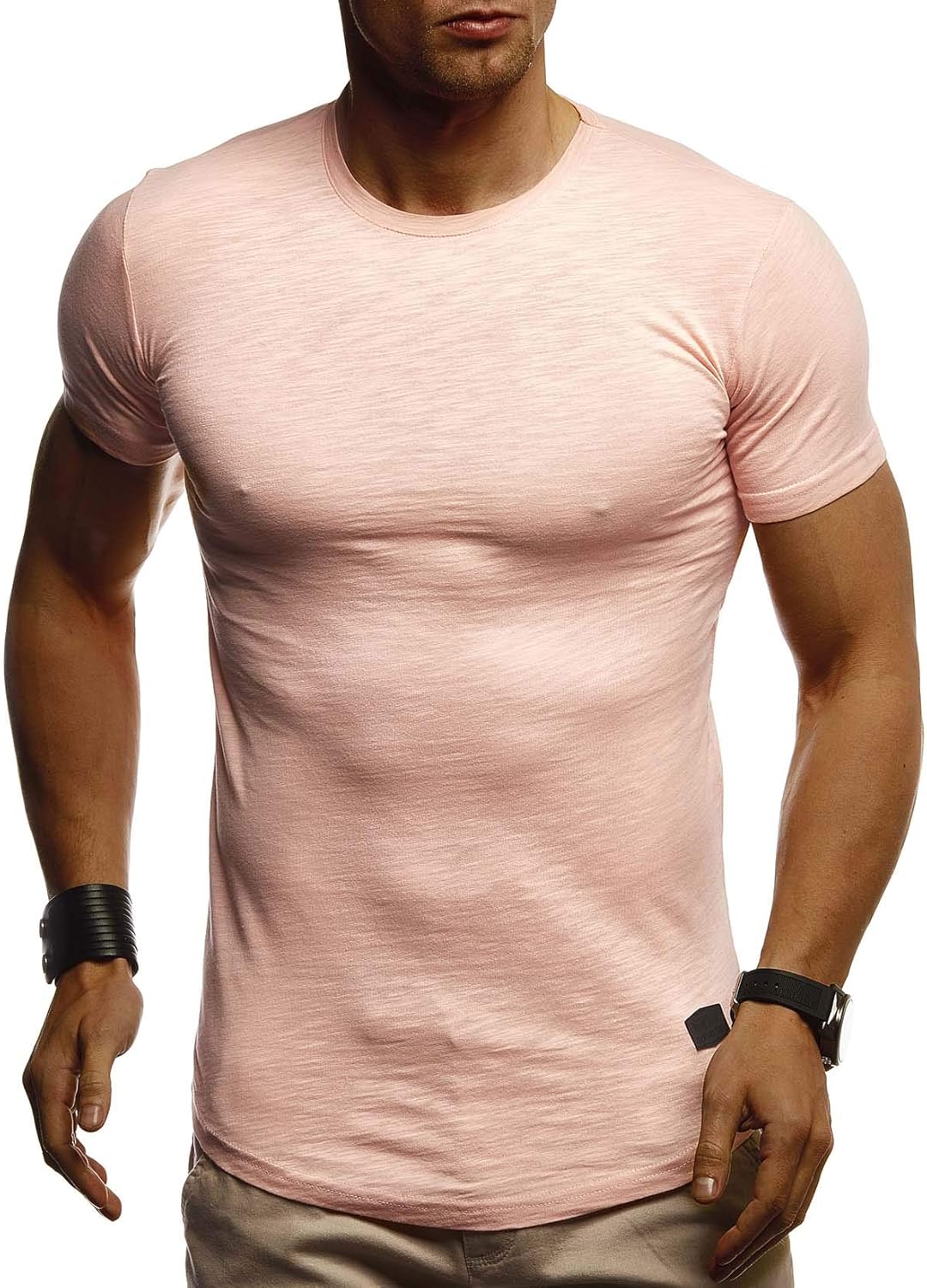 Detalle 2 de Leif Nelson T-Shirt Homme Col Rond LN-8294 — T-shirt en pur coton, coupe Regular Fit