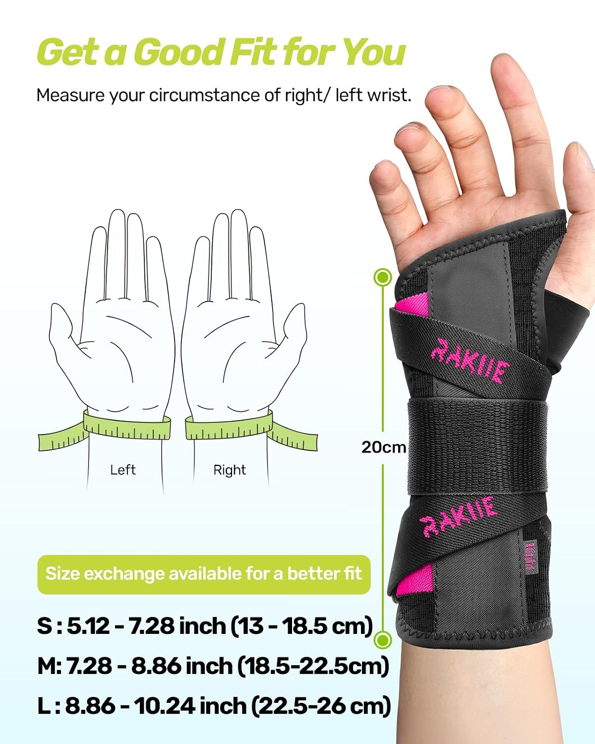 Thumbnail 6 de Rakiie ESP016 Right Wrist Brace, Medium, Pink, Breathable 3-Stay Support