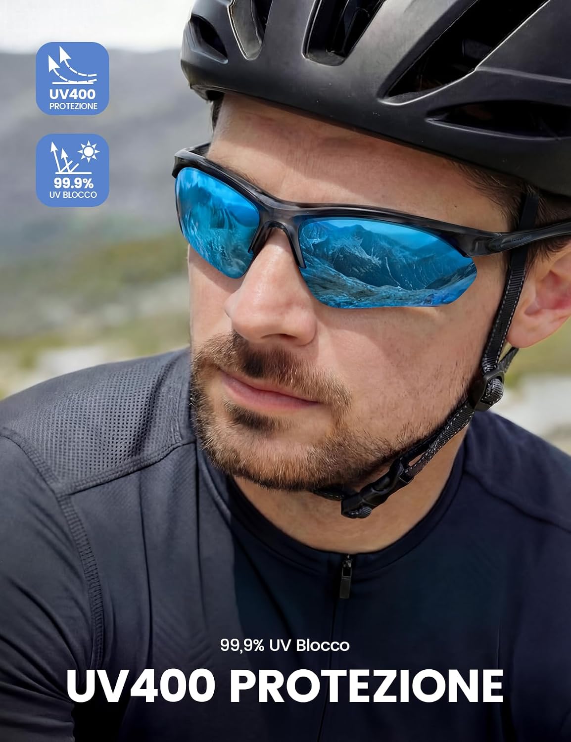 Detalle 2 de Lamicall Occhiali da Sole Ciclismo Polarizzati – 22g, Design Avvolgente, UV400, Montatura TR90