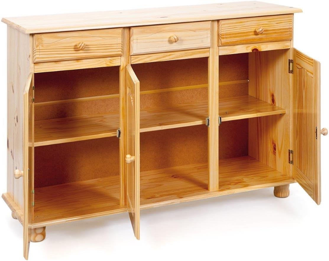 Thumbnail 3 de Inter Link - Cassettiera rustica, credenza e buffet in pino massiccio, 3 ante e 3 cassetti – Stile rustico, laccato naturale