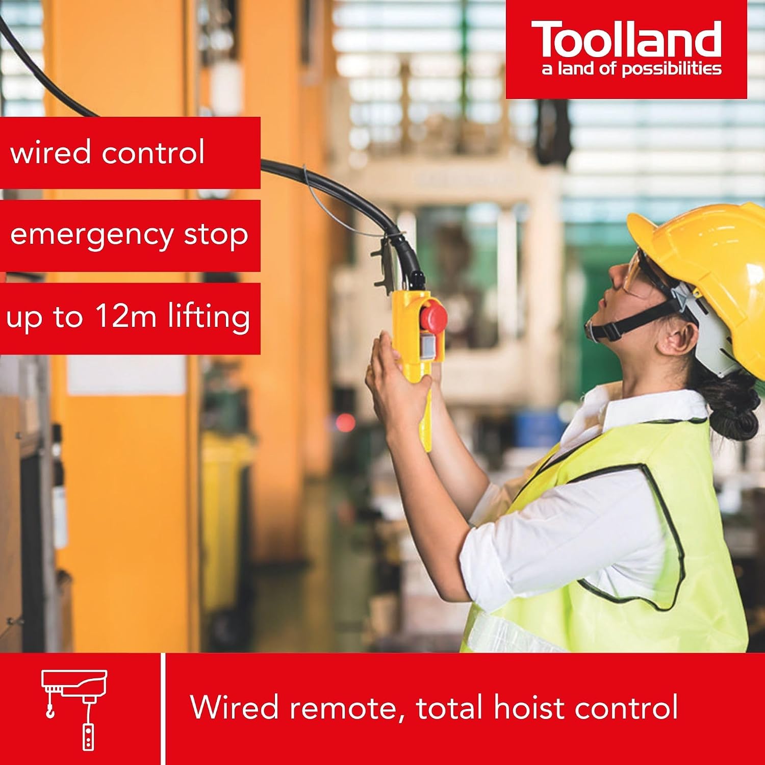 Thumbnail 1 de Toolland VELLWEHTELE – pilot do wciągarki z przewodem 1,5 m i wyłącznikiem awaryjnym