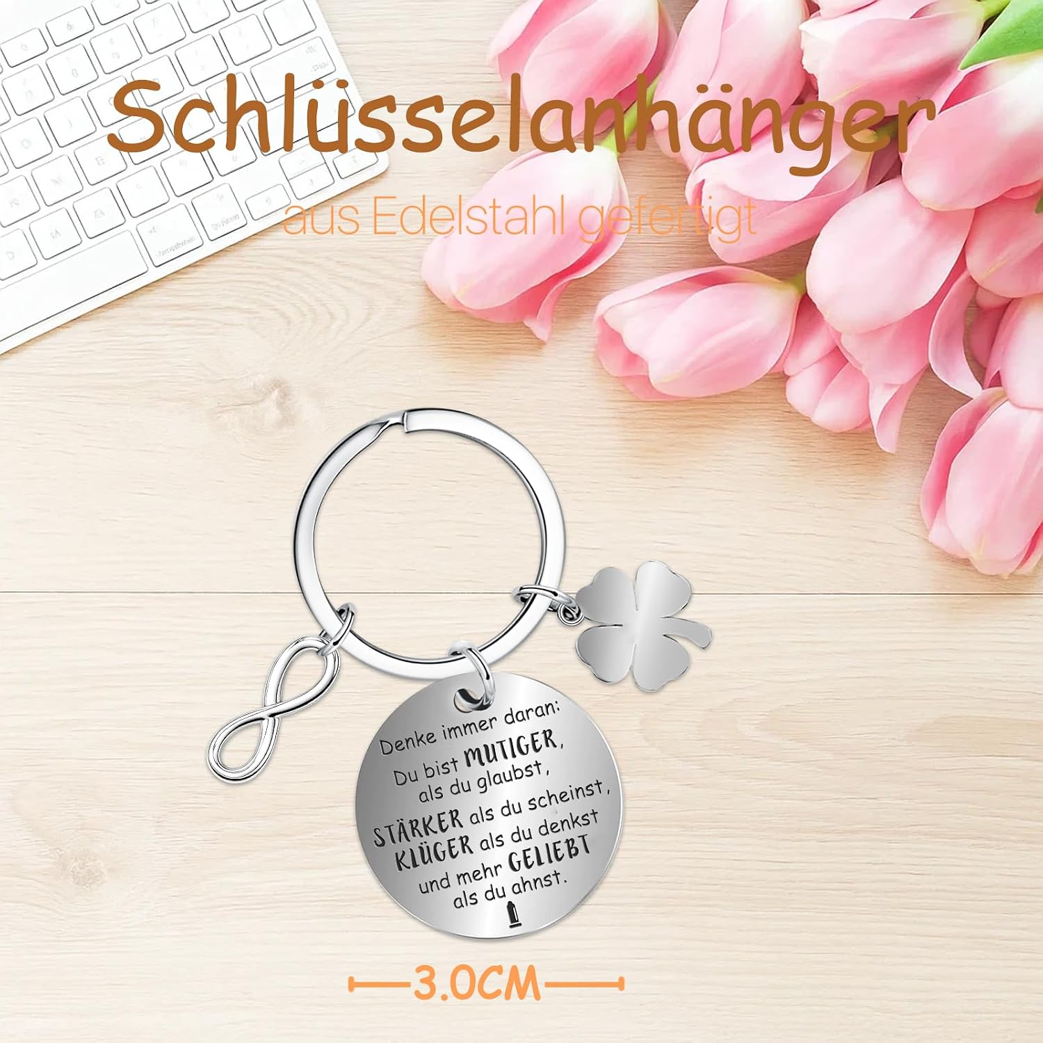 Detalle de Farbeele Positive Eule & Glücksbringer-Schlüsselanhänger – Handgefertigtes Mutmacherset