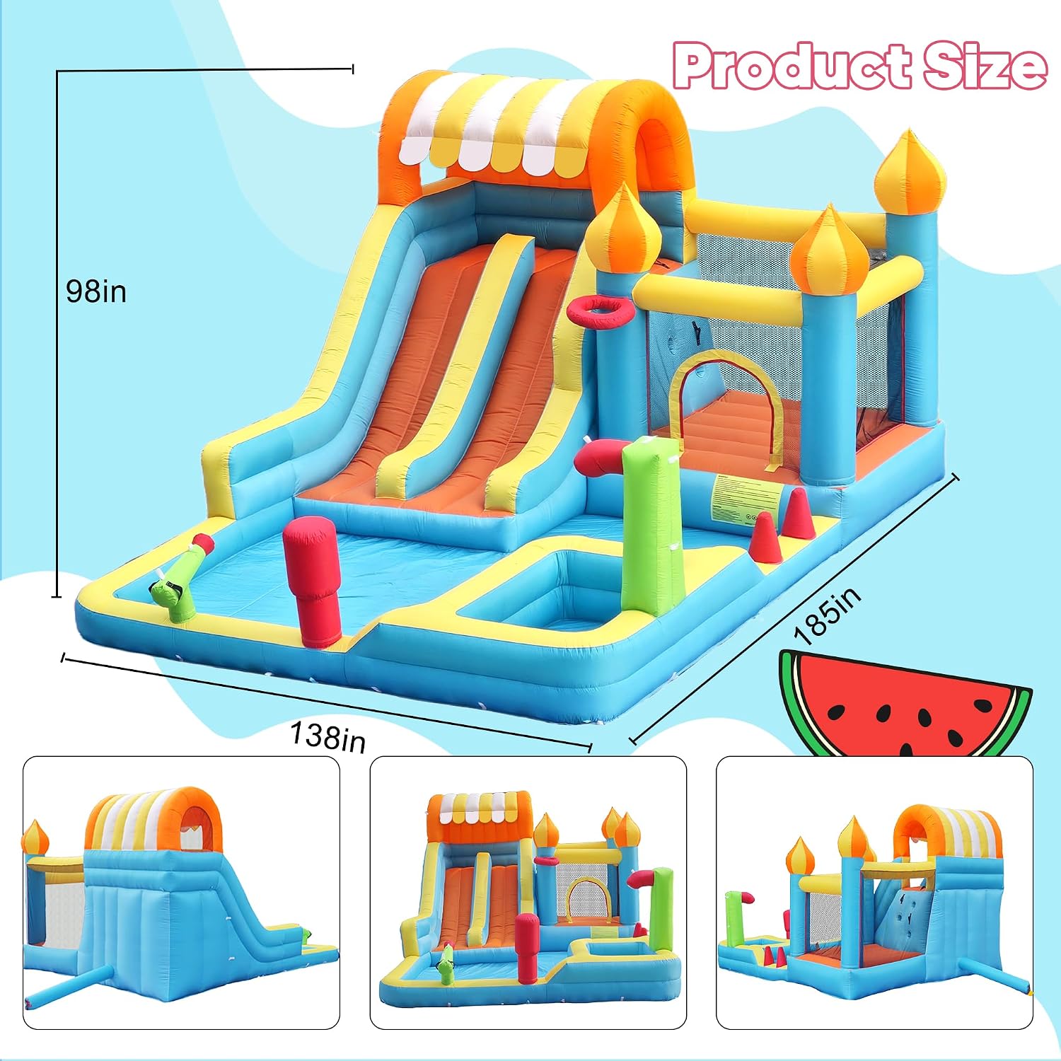 Thumbnail 3 de HIJOFUN Inflatable Bounce House with Water Slides and 550W Blower