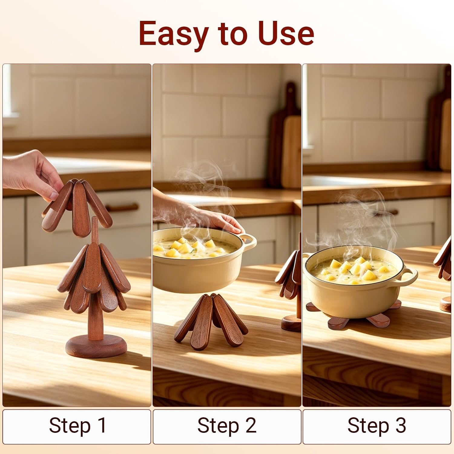 Thumbnail 3 de Wooden Tree Trivets, Sapele Wood