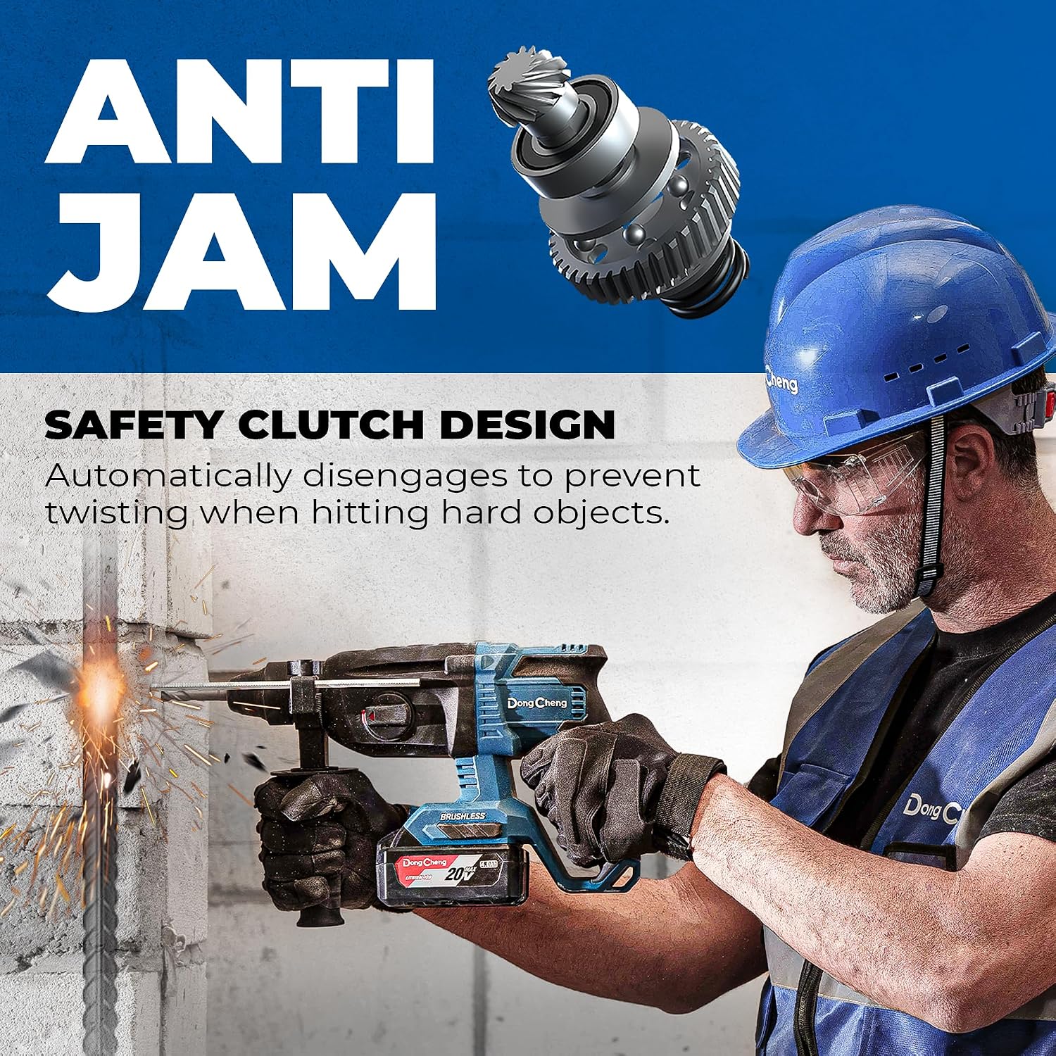 Thumbnail 3 de Dong Cheng 20V MAX SDS-Plus 2.8J Cordless Brushless Rotary Hammer Drill (4 Functions) with Safety Clutch