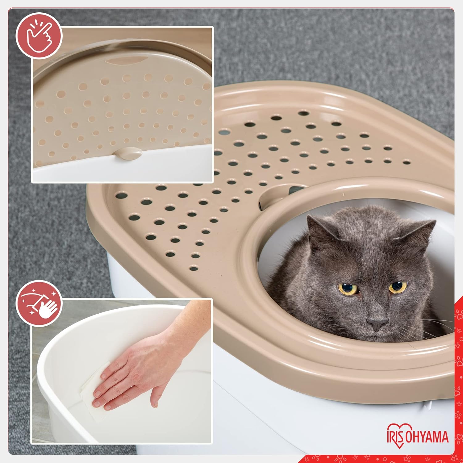 Detalle de Iris Ohyama Lettiera per Gatti TECL-20: coperchio removibile, pala inclusa e design chiuso