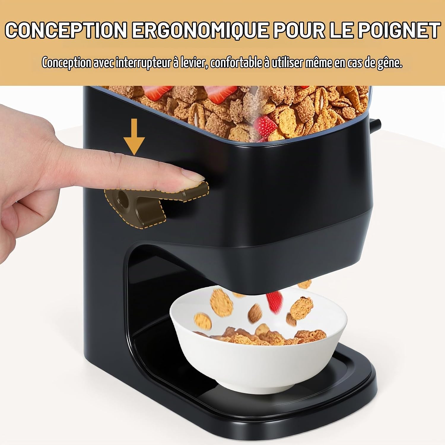 Detalle de Tokokimo graandispenser voor ontbijtgranen, snoep en noten, zwart