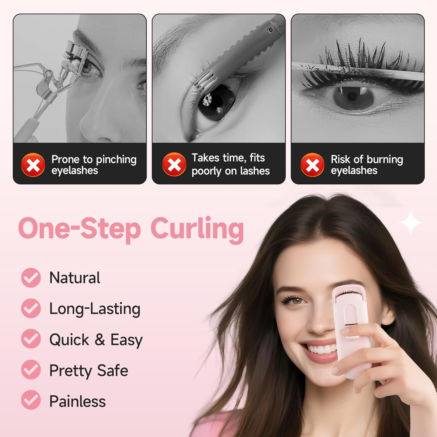 Detalle 1 de DUDUDU Heated Eyelash Curler, Type-C Rechargeable with 2 Heat Settings