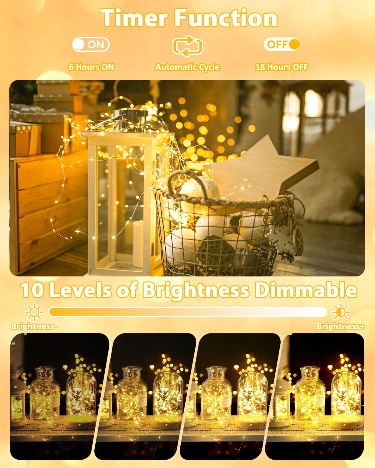 Thumbnail 6 de BOSSERN 6-Pack Battery Fairy Lights, 20-Foot Warm White, Remote Control