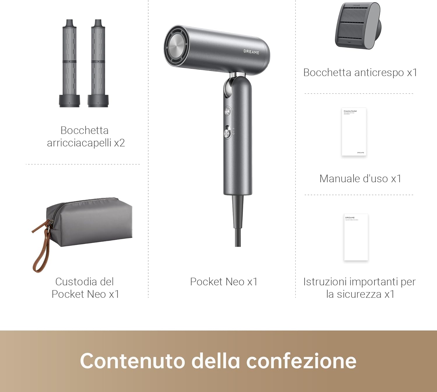 Thumbnail 6 de DREAME Pocket Neo: asciugacapelli ad alta velocità, pieghevole in 3 forme