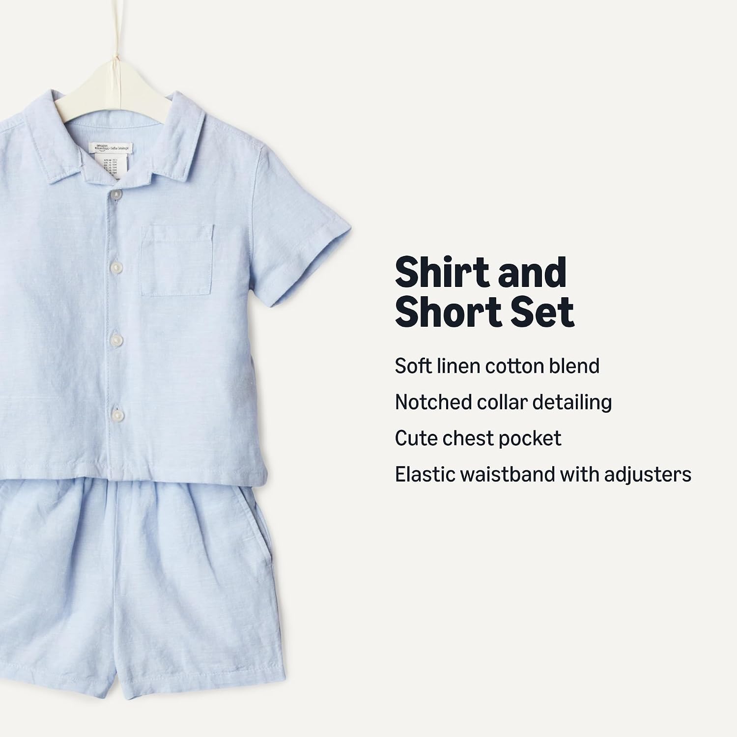 Thumbnail 1 de Amazon Essentials x Sofia Grainge Toddlers & Baby Boys' Cotton Linen Short Sleeve Shirt & Shorts Play Set