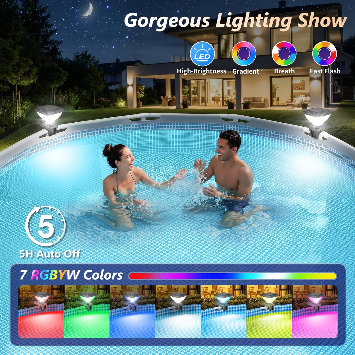 Thumbnail 6 de DeeprBling Luces Piscina Solares Elevadas con Estructura: iluminación RGB con IP68 para exteriores