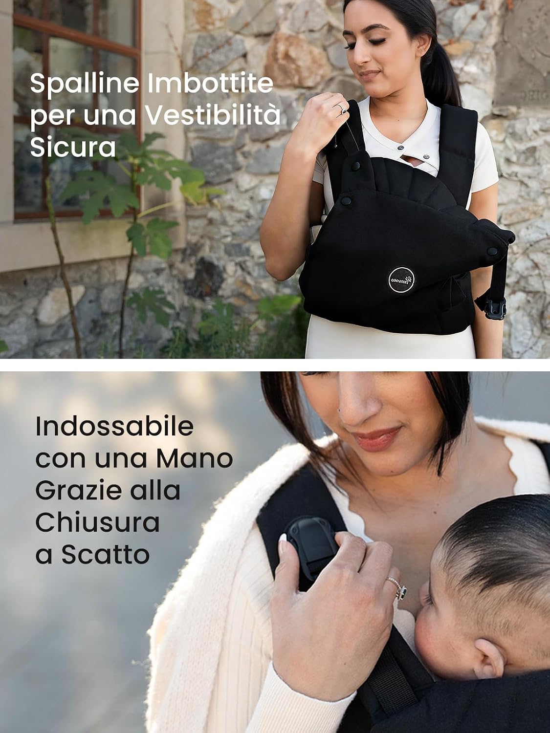 Thumbnail 1 de Grownsy Marsupio Neonato Ergonomico (3–20 kg, 3–24 mesi) con sgancio rapido e poggiatesta: comfort e praticità per crescere insieme