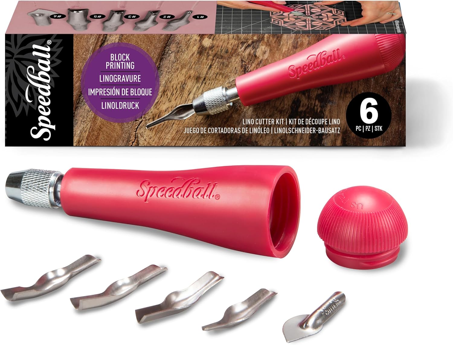 Detalle de Speedball Linoleum Cutter Asortyment #1 – zestaw do linorytu z uchwytem i 5 ostrzami
