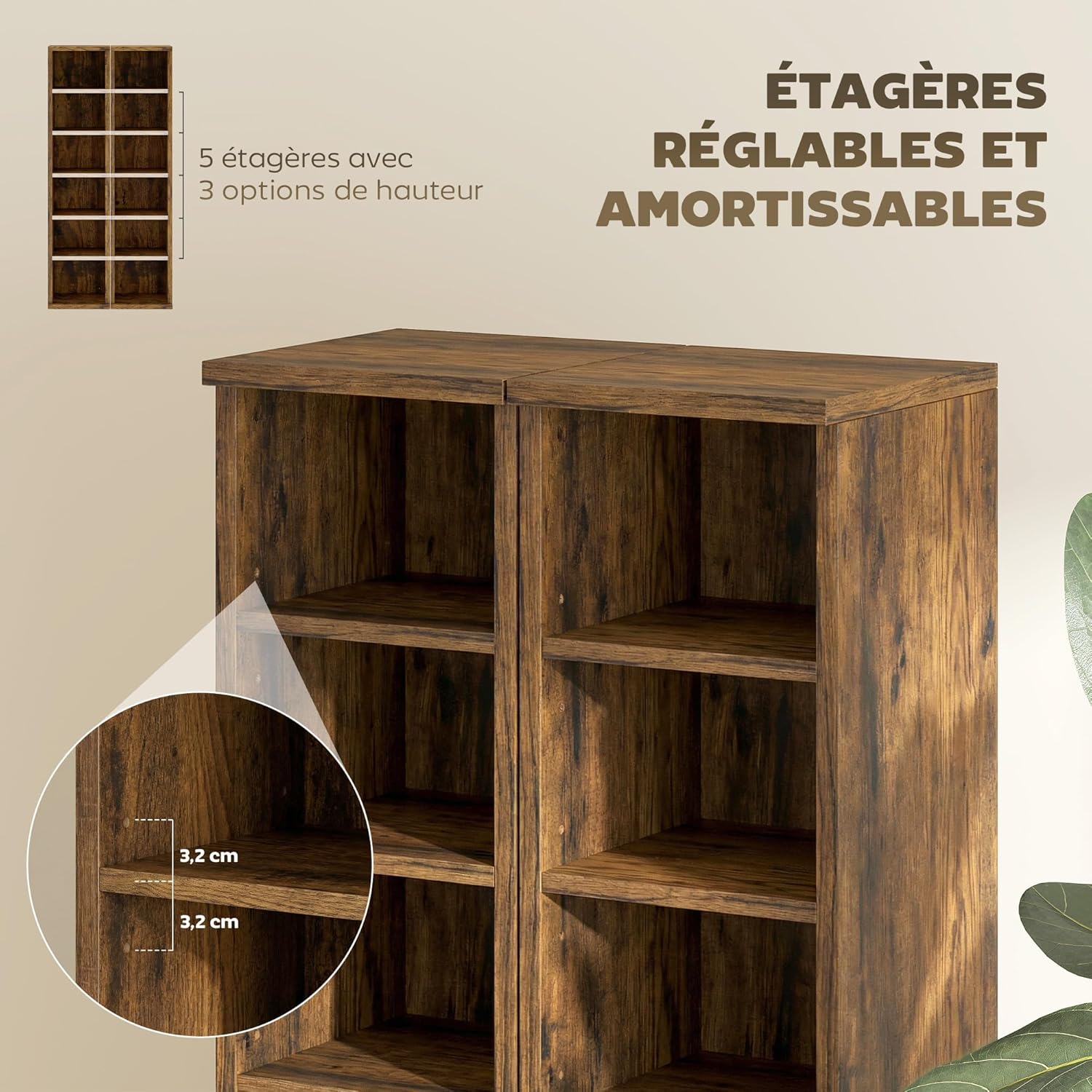 Thumbnail 5 de HOMCOM étagères colonnes CD 204 places