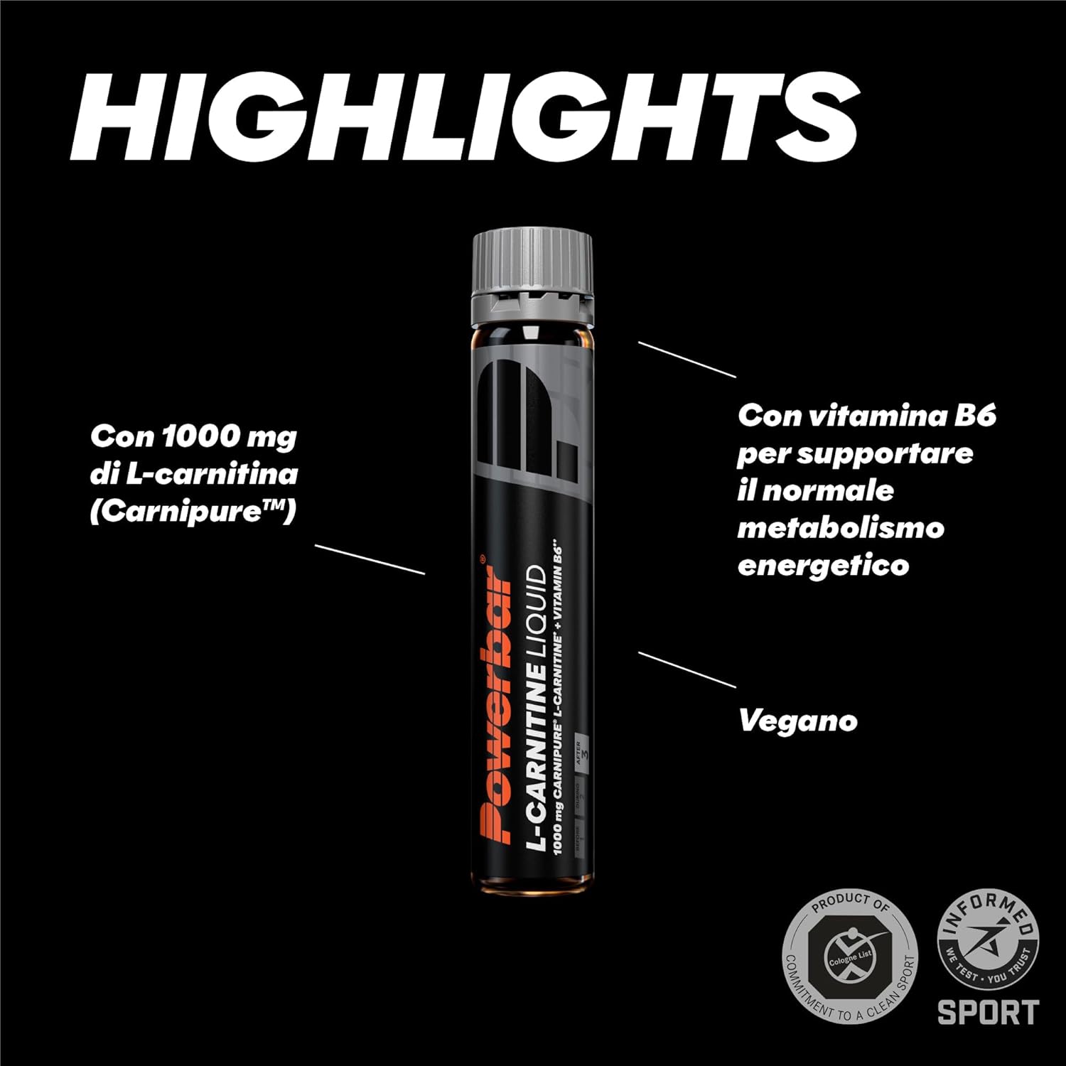Thumbnail 2 de Powerbar Black Line L-Carnitine Liquid 20x25 ml – 1000 mg per fiala + Vitamina B6