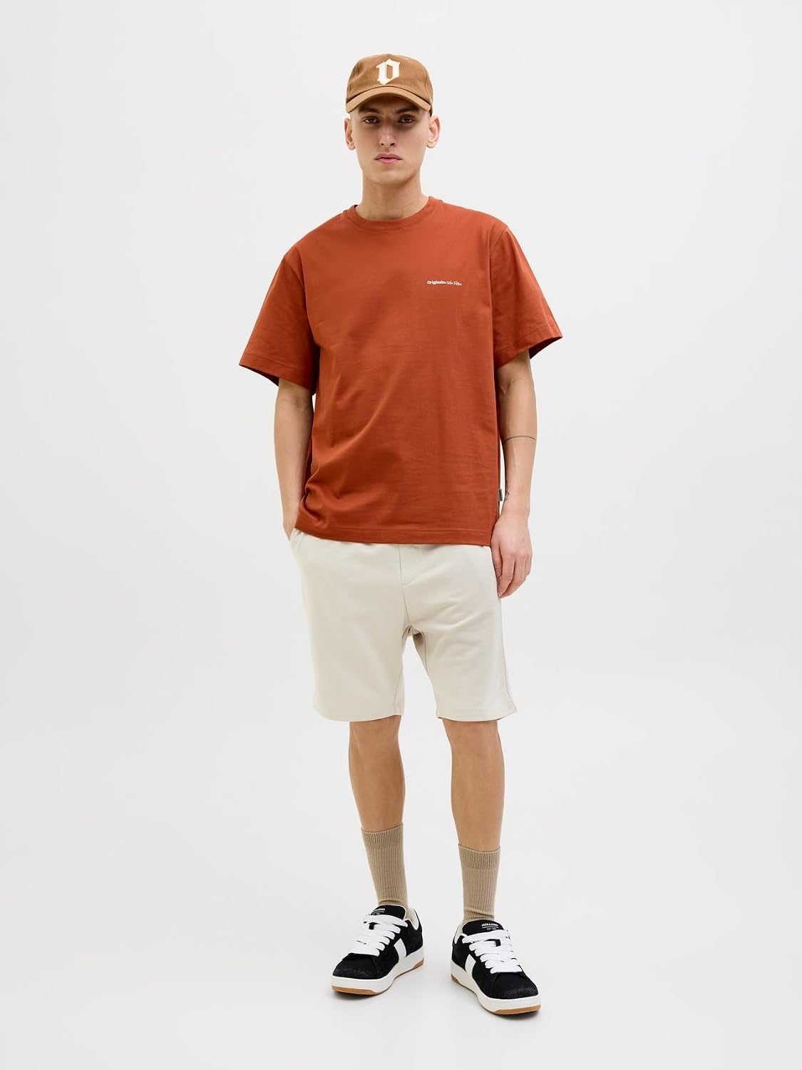 Detalle de Jack & Jones Herren Sweat Short JPSTNEWSOFT – Komfortabler Jogger-Short mit Kordelzug