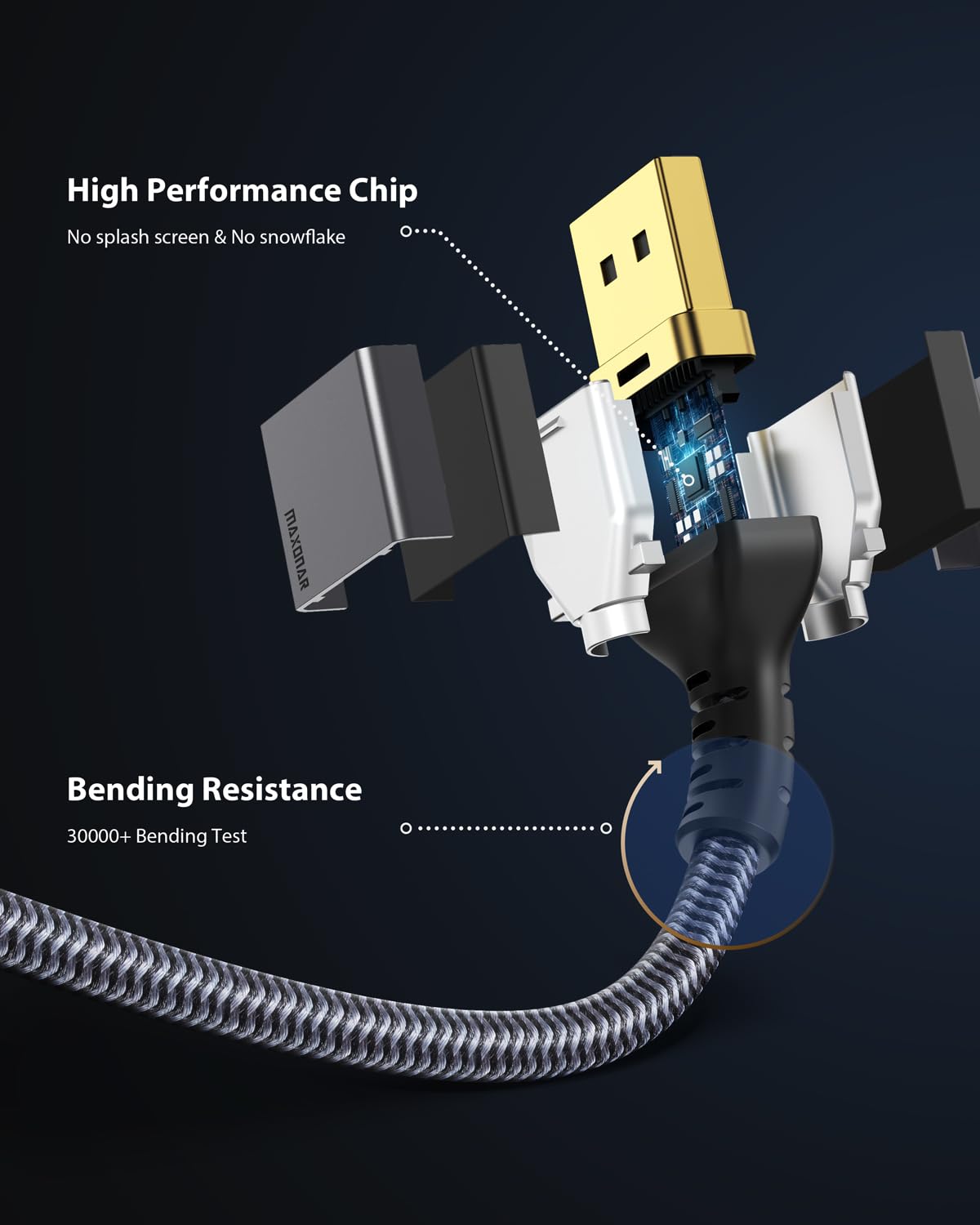 Detalle de Maxonar USB‑C DisplayPort Kabel 1.4 – 8K/60Hz bis 2K@240Hz, Thunderbolt 3/4 zu DP 1.4