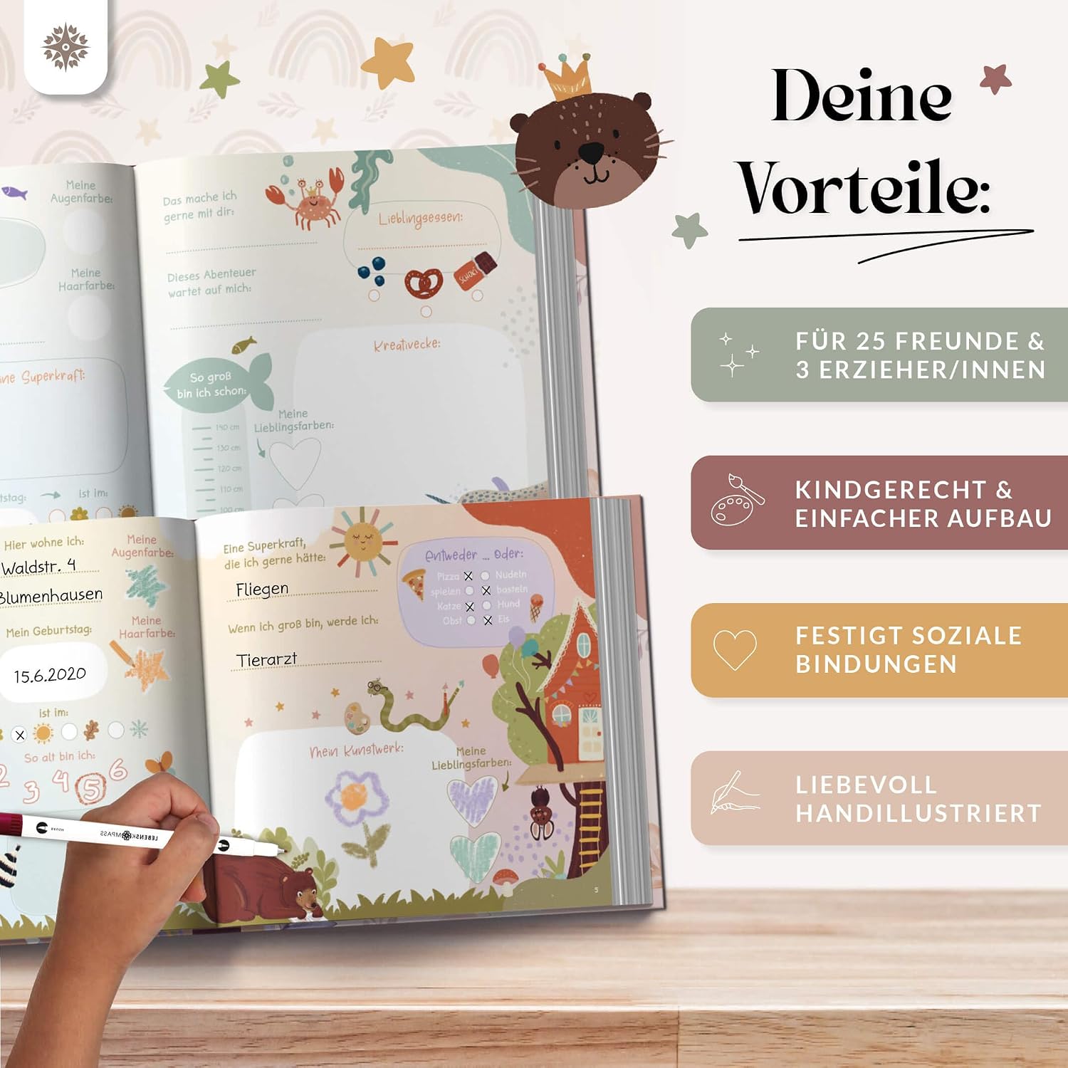 Detalle 2 de Lebenskompass Freundebuch Kindergarten Einhorn