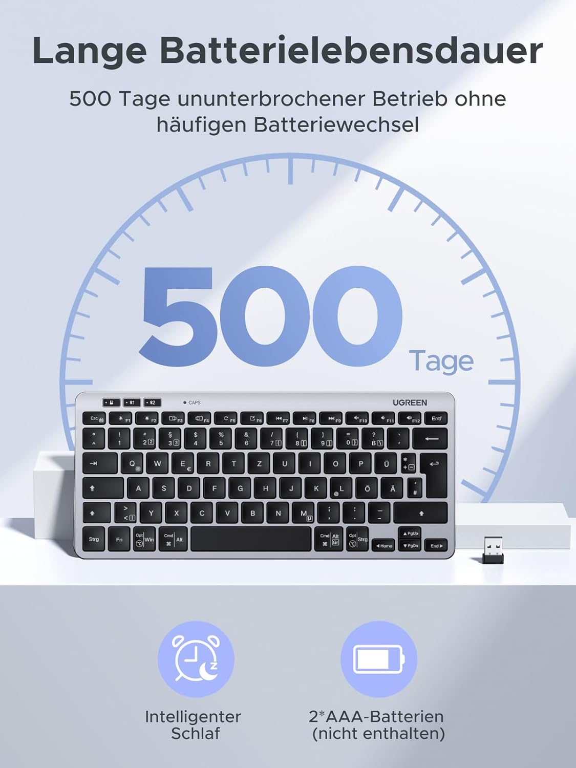Thumbnail 3 de UGREEN Bluetooth Tastatur BT5.3+2.4G QWERTZ