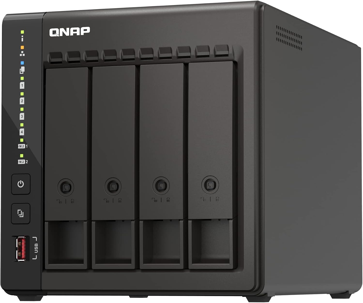 Detalle 2 de QNAP TS-453E-8G NAS, 4 zatoki, 8 GB DDR4 i dwa porty 2,5 GbE