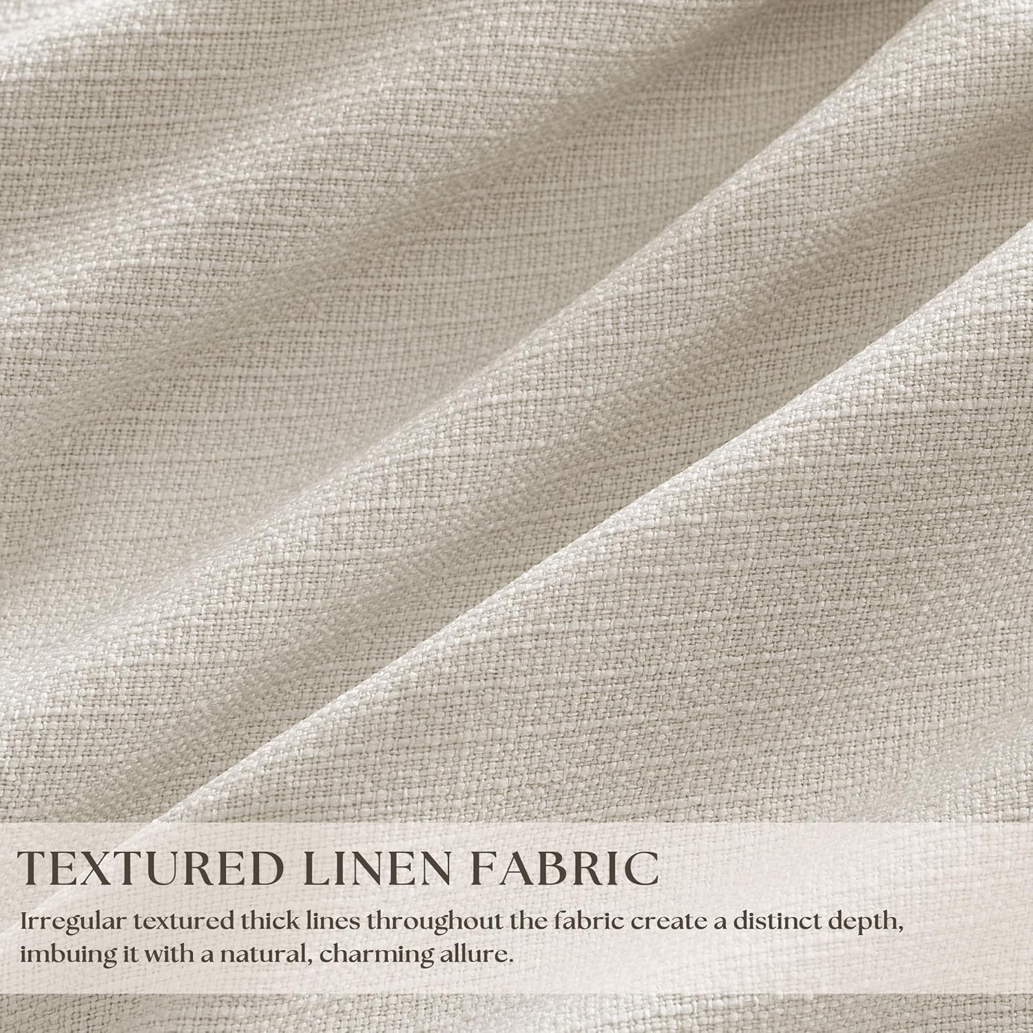 Thumbnail 2 de 105 Inch Blackout Linen Curtains with Pinch Pleat (2 Panels) – Ivory Natural