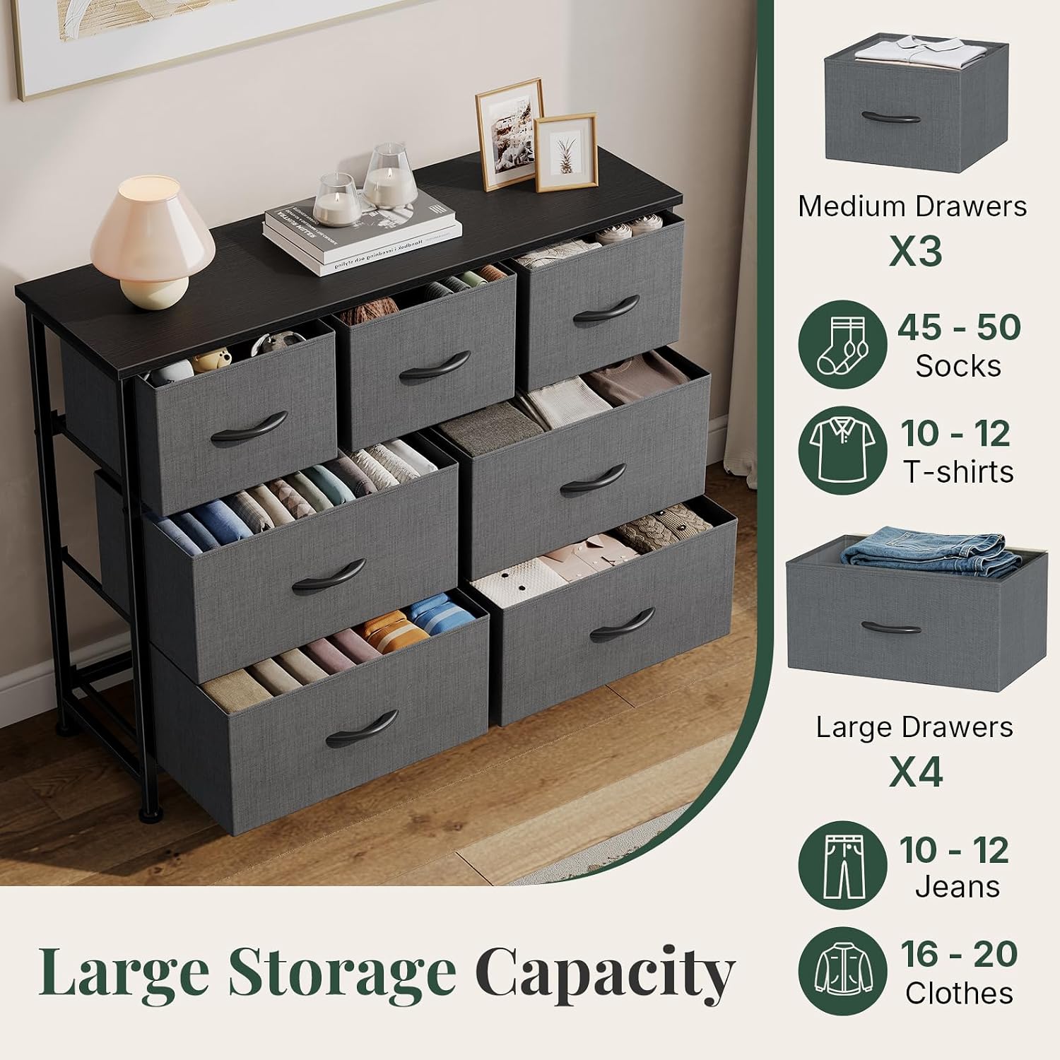 Thumbnail 3 de HAPPYMONT Fabric Dresser, 7 Drawers