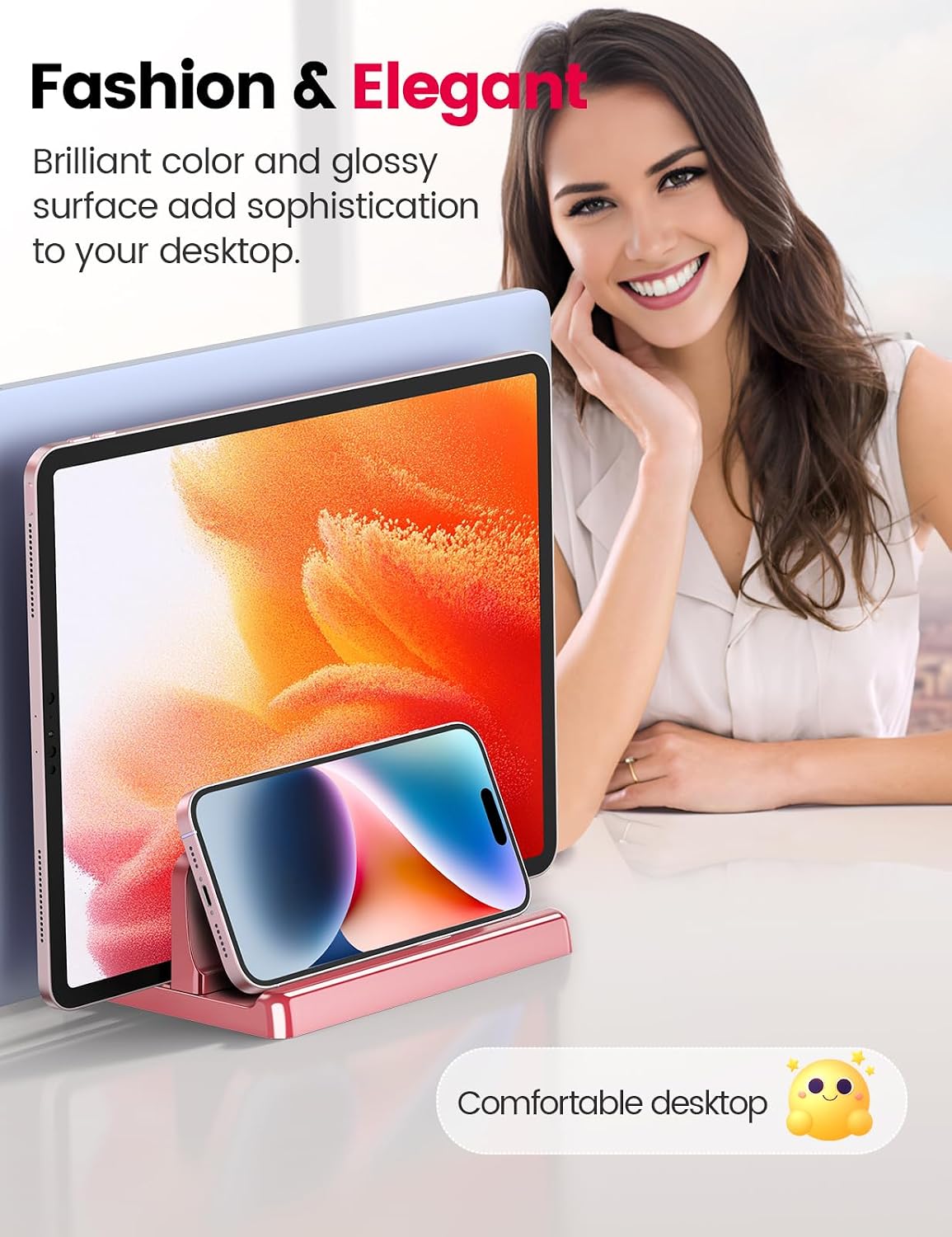 Detalle 2 de VAYDEER support vertical double fentes pour ordinateur portable (compatible MacBook) réglable