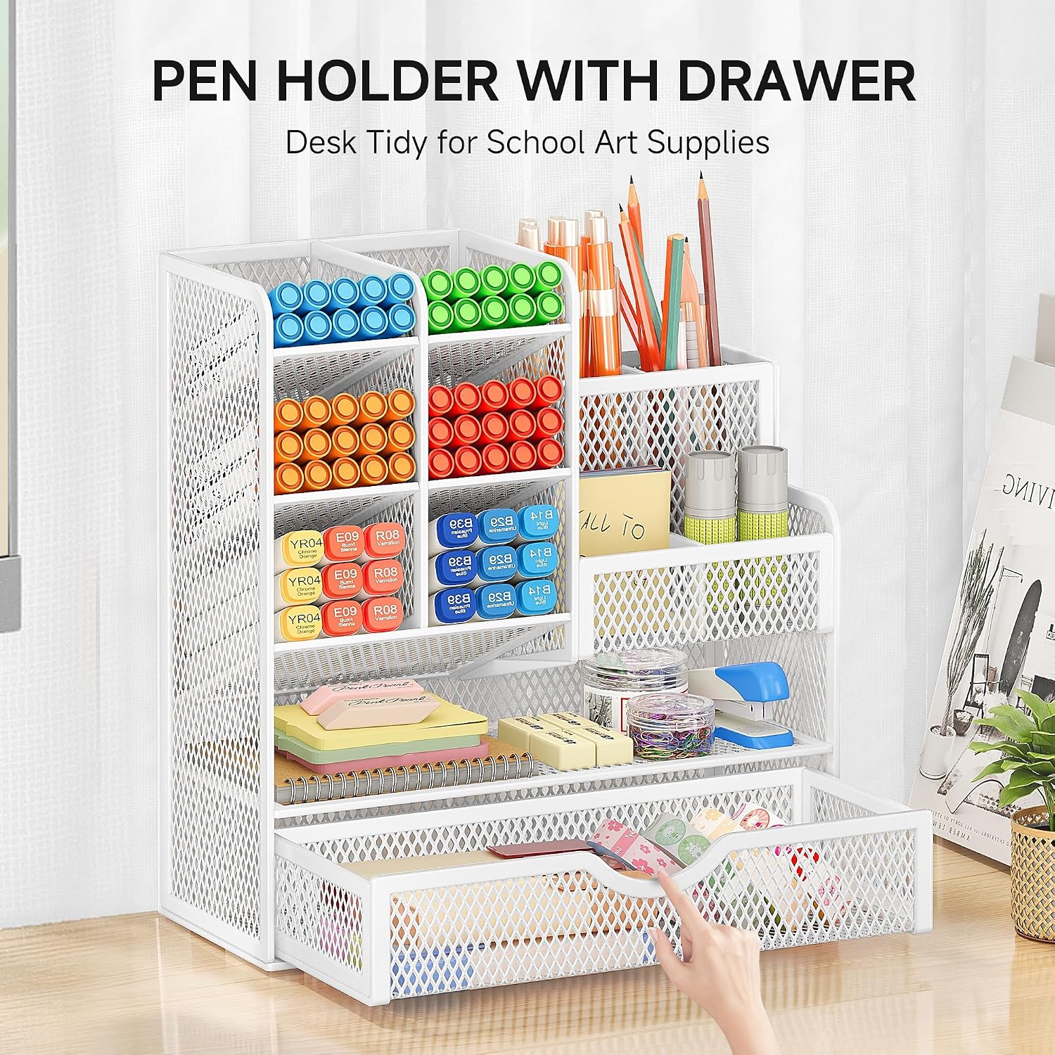 Detalle de VITVITI Sturdy Mesh Desk Organiser (5-Tier) in White