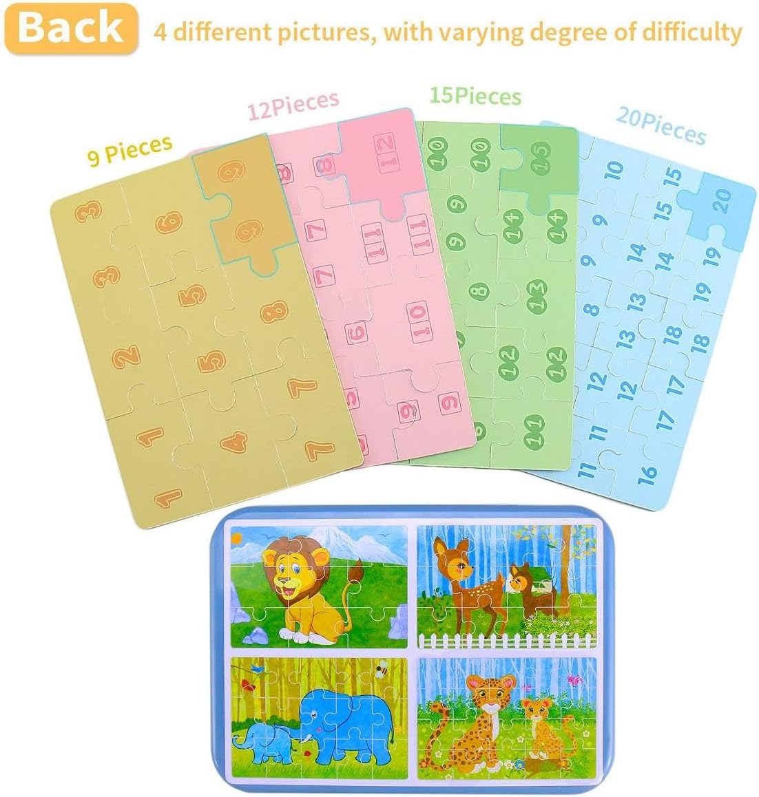 Thumbnail 2 de JMANNI Animal Jigsaw Puzzles, 4-in-1 Set