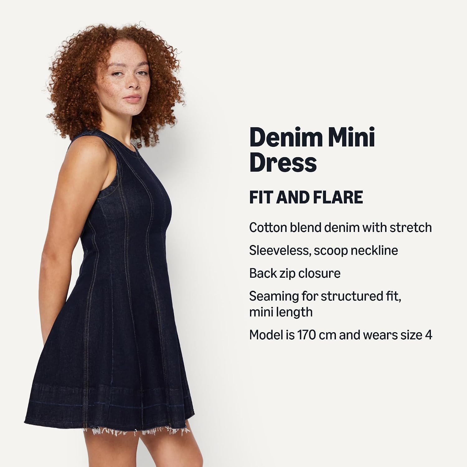 Detalle de Amazon Essentials Women's Fit & Flare Denim Mini Dress: A practical wardrobe staple
