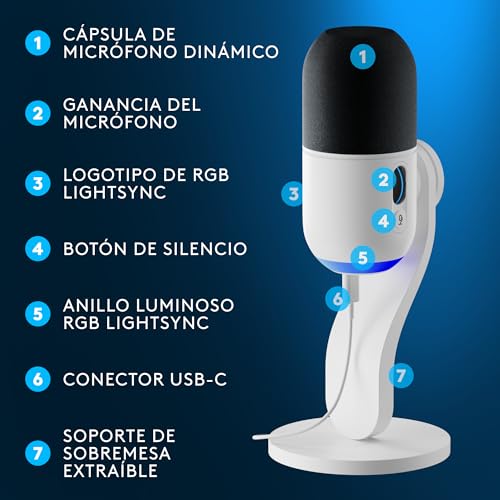 Thumbnail 5 de Logitech G Yeti GX 🎤 Micrófono USB para Streaming y Gaming