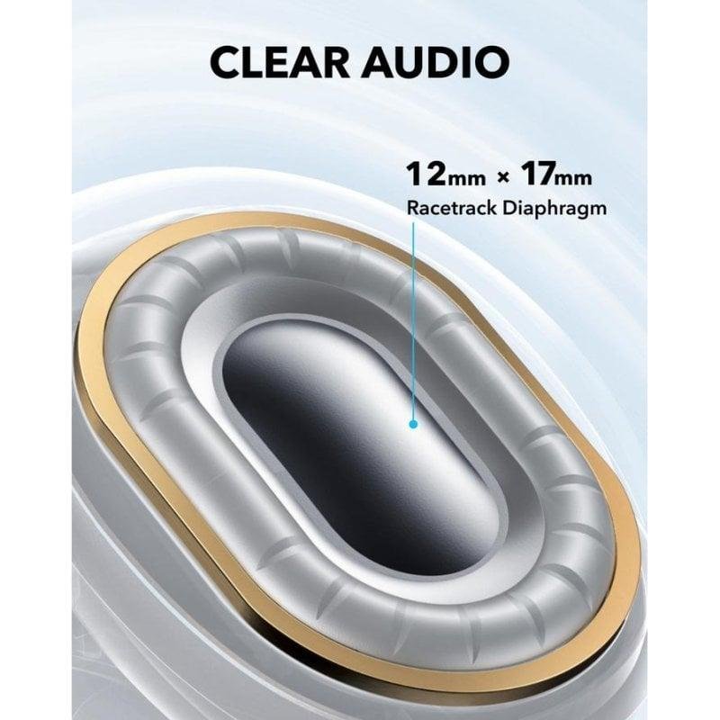 Detalle de soundcore C40i, auriculares Bluetooth abiertos con sujeción flexible e IPX4