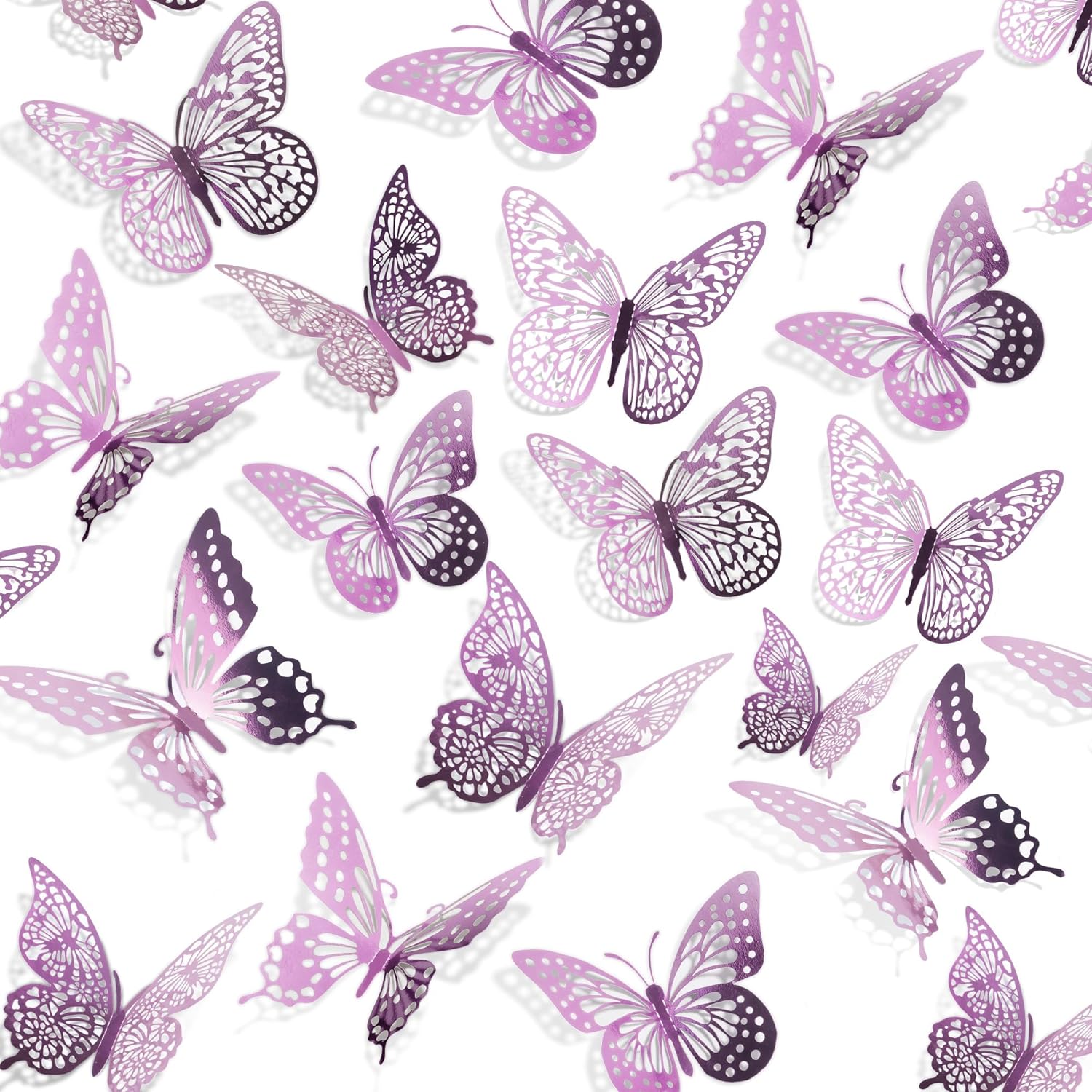 Detalle de SAOROPEB 3D Butterfly Wall Decor, 48 Lavender Paper Butterflies