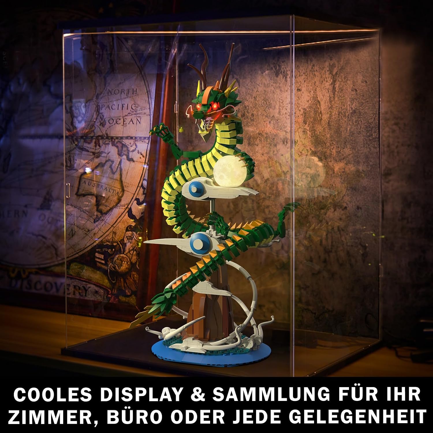Detalle de JMBricklayer Fantastic Idea Dragon Bausätze mit Lichtern 70007 – Drache auf dem Berggipfel