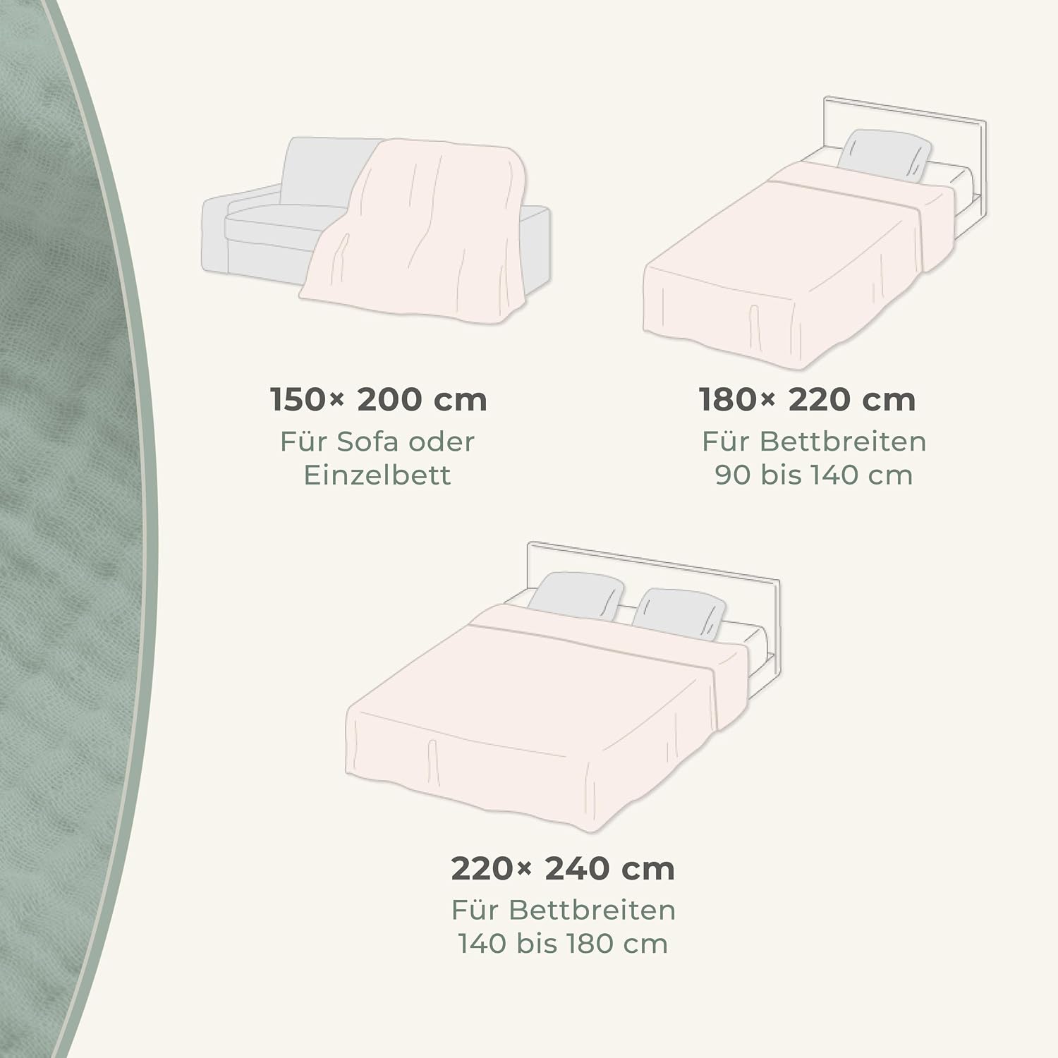 Detalle de LAYNENBURG Premium Musselin Tagesdecke 150x200 cm (100% Baumwolle) – extraweiche Sommerdecke in Altrosa