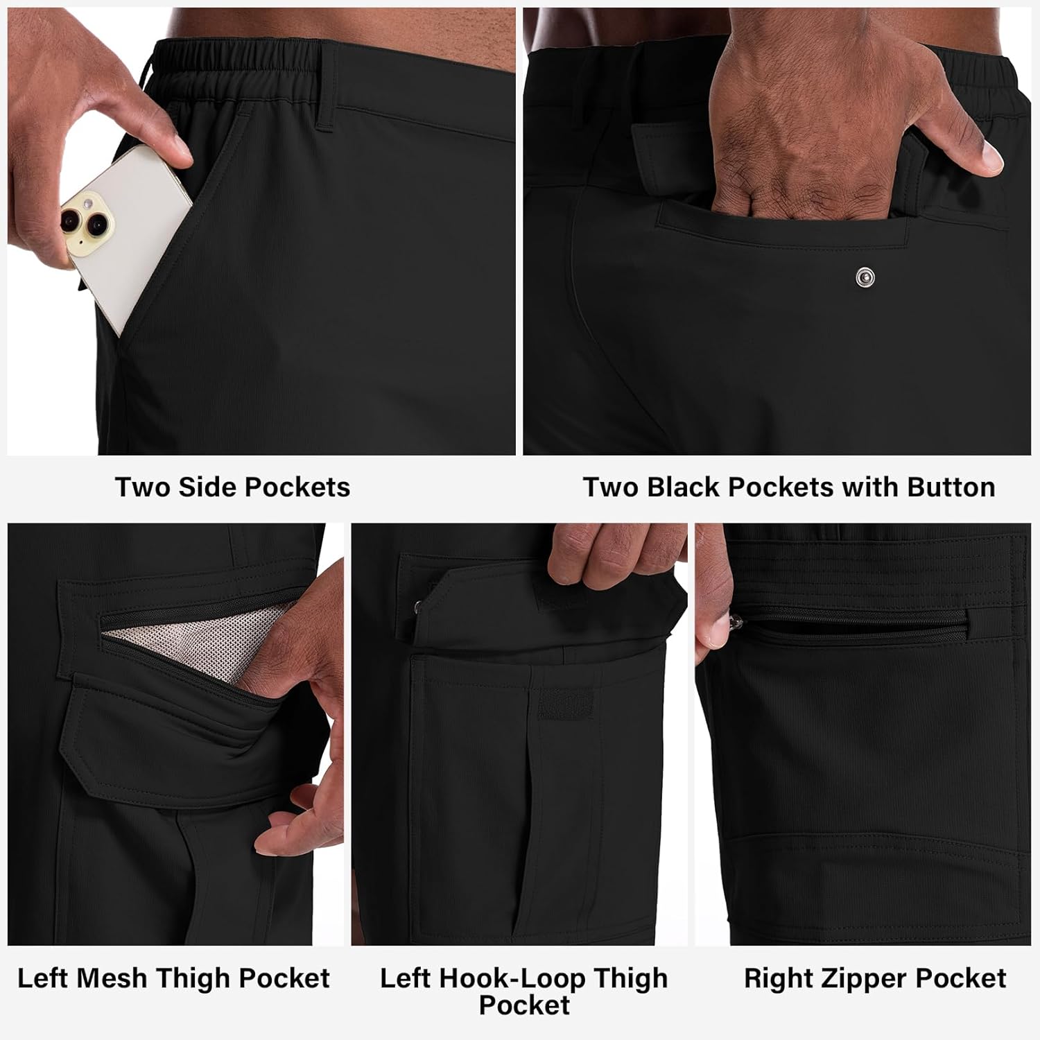 Thumbnail 2 de Jessie Kidden Men’s Outdoor Casual Expandable Waist Lightweight Water-Resistant Quick-Dry Fishing & Hiking Shorts