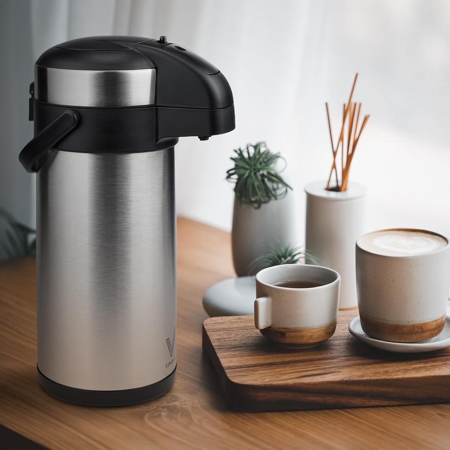 Thumbnail 5 de Vondior Airpot Pumpkanne 5 Liter – isolierte Edelstahl-Thermoskanne mit Pump-Ausgießer