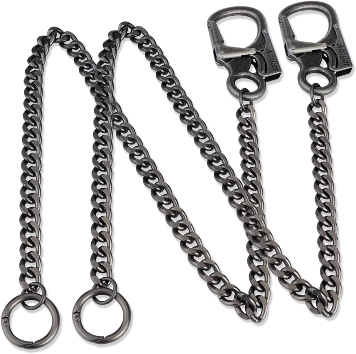 Ahiller Chaîne de Portefeuille pour Homme – mousqueton renforcé et chaîne en acier inoxydable, Gris acier QK-1P