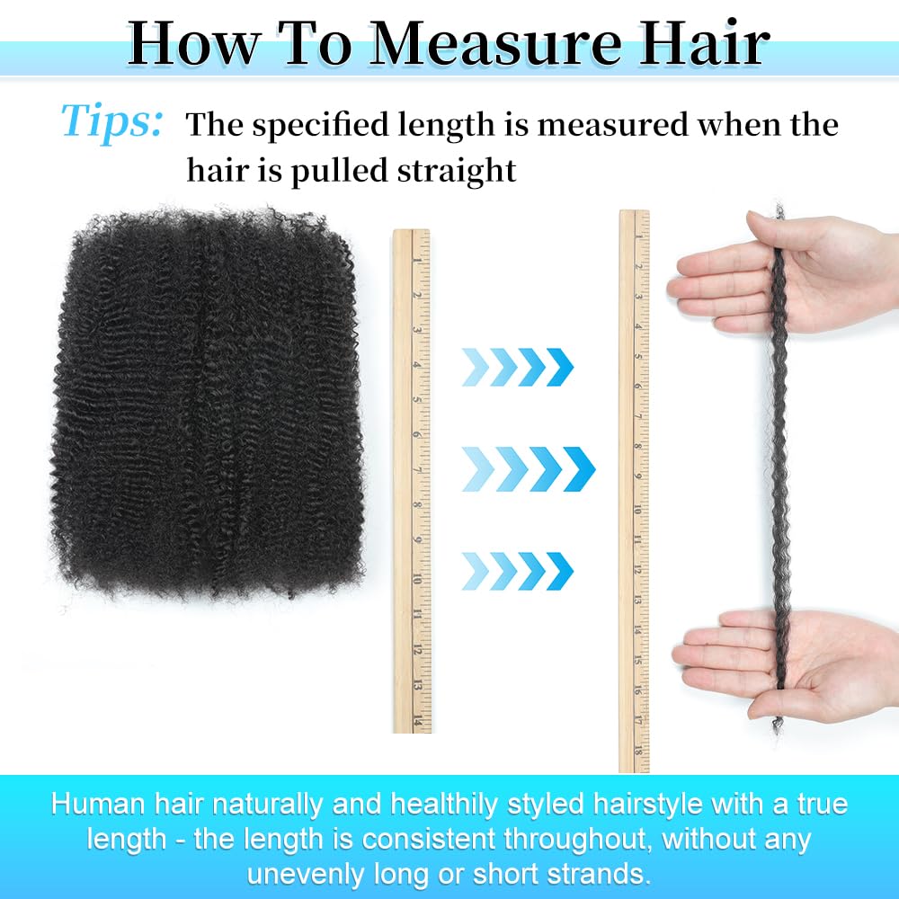 Thumbnail 3 de Renyarch Afro Kinkys Bulk Human Hair (16 inch, 4 bundles) for Spring Twists, Loc Repairs, and Braids