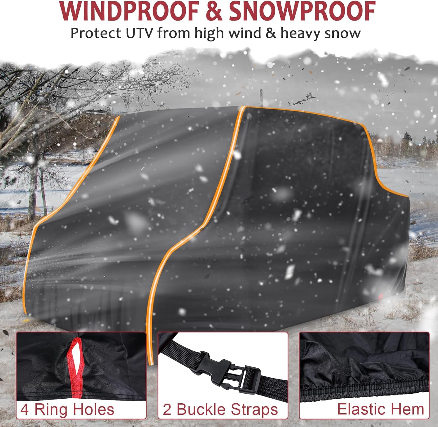 Detalle de StarknightMT Heavy Duty UTV Cover 4-Seat (157" x 65" x 77"): All-Weather Protection for 4-6 Seaters
