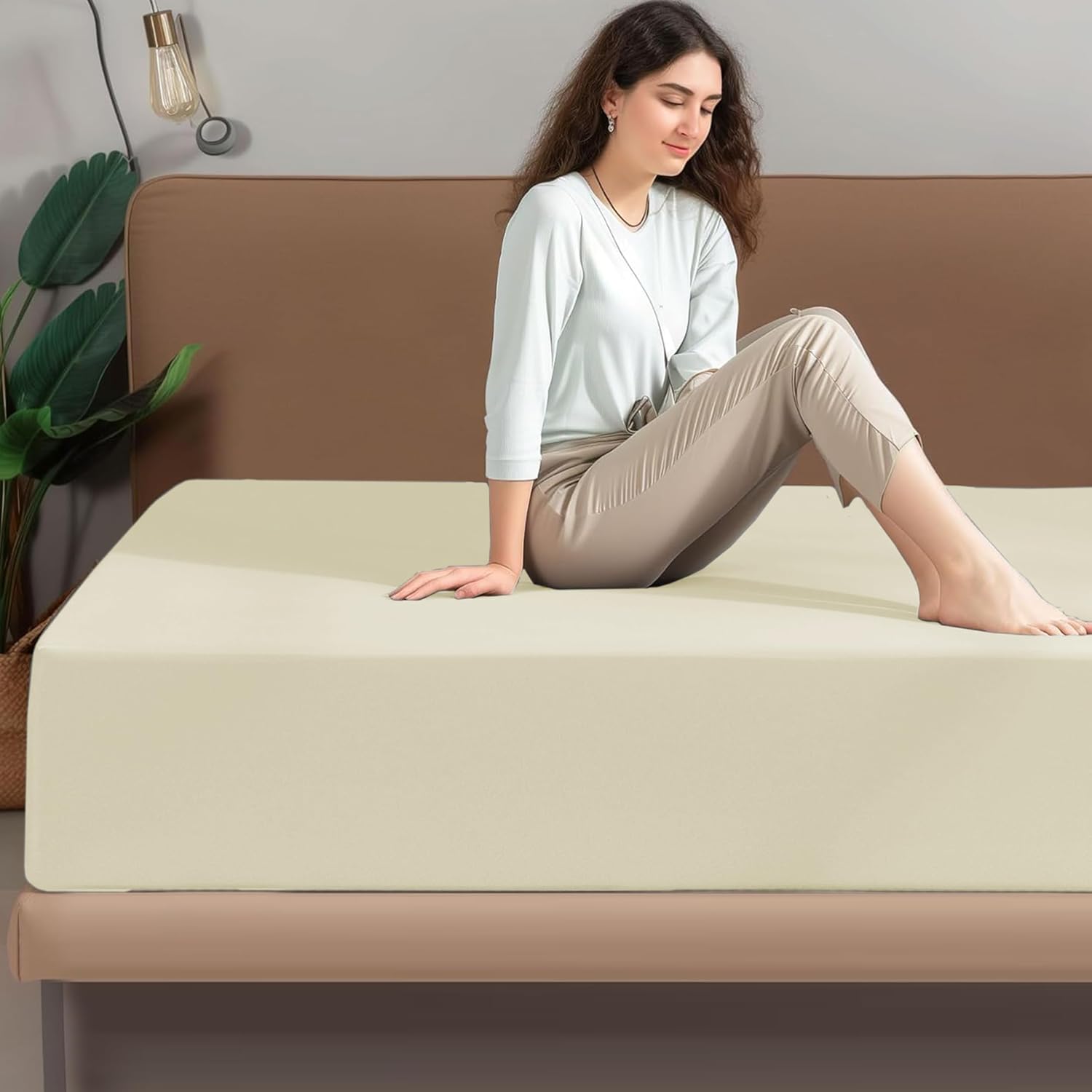 Detalle de Egyptian cotton fitted sheet 300TC double