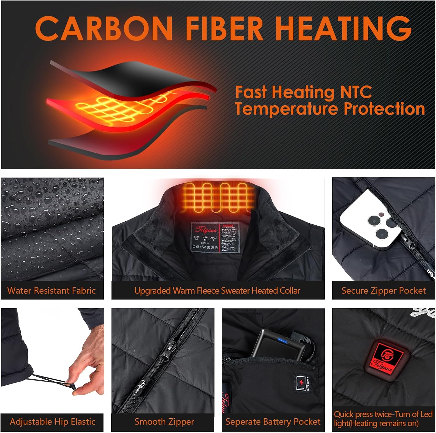Thumbnail 2 de Telguua K112 Heated Gilet for Women with 10,000mAh Powerbank, 4 Heating Zones