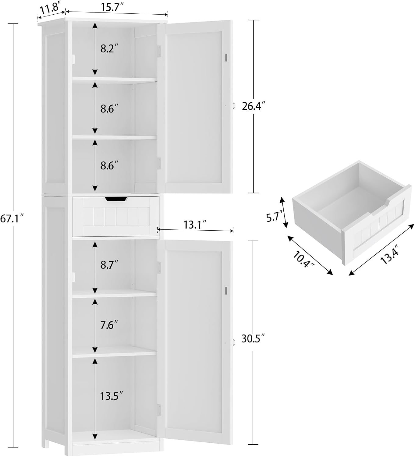Detalle de Iwell Bathroom Storage Cabinet, 15.7-Inch Wide