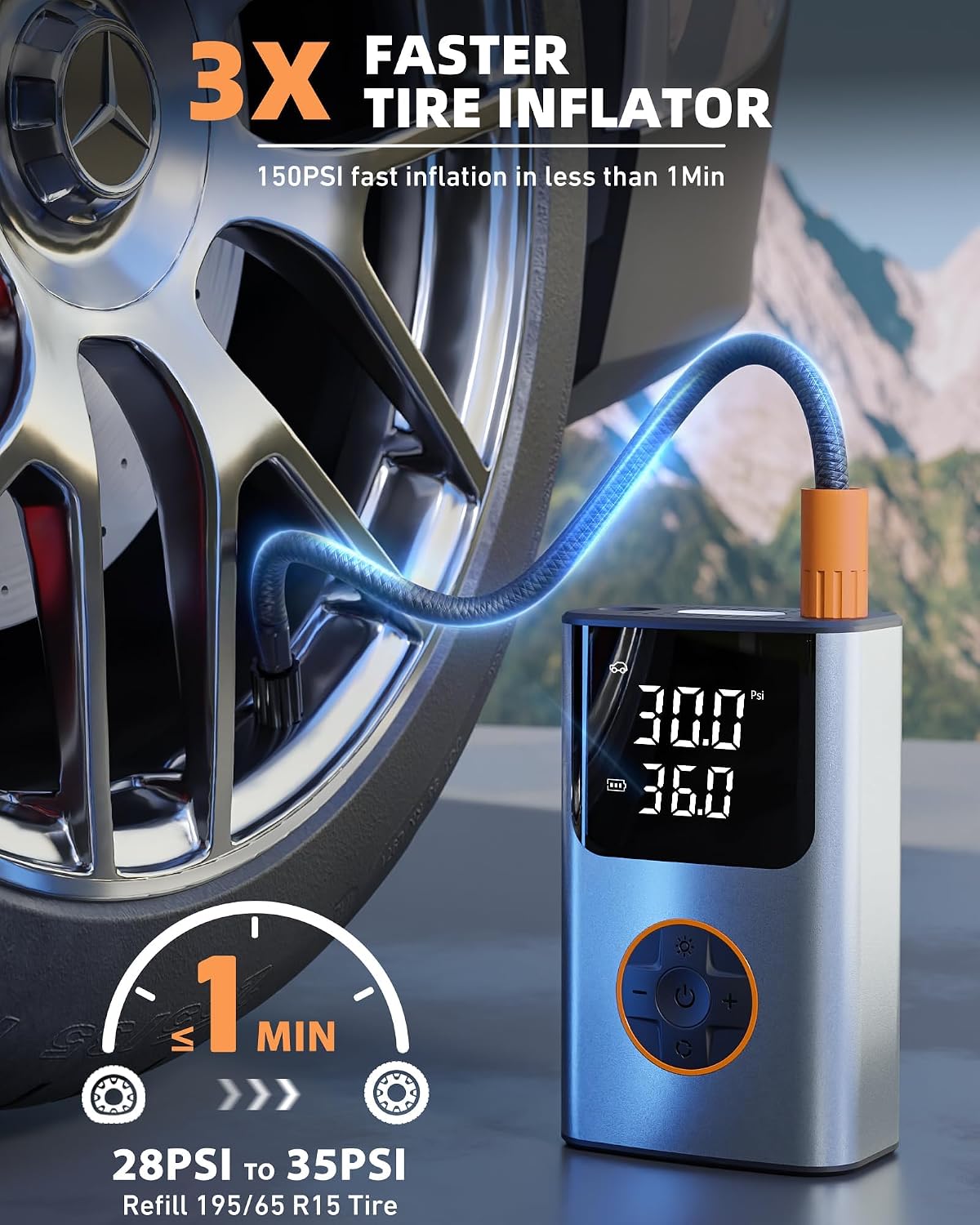 Thumbnail 1 de Tire Inflator Portable Air Compressor 150 PSI