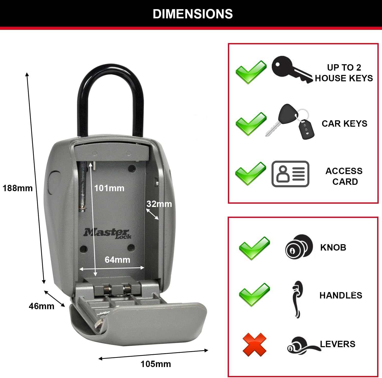 Thumbnail 5 de Master Lock 5414EURD: Cassaforte per chiavi a sicurezza rinforzata con arco integrato