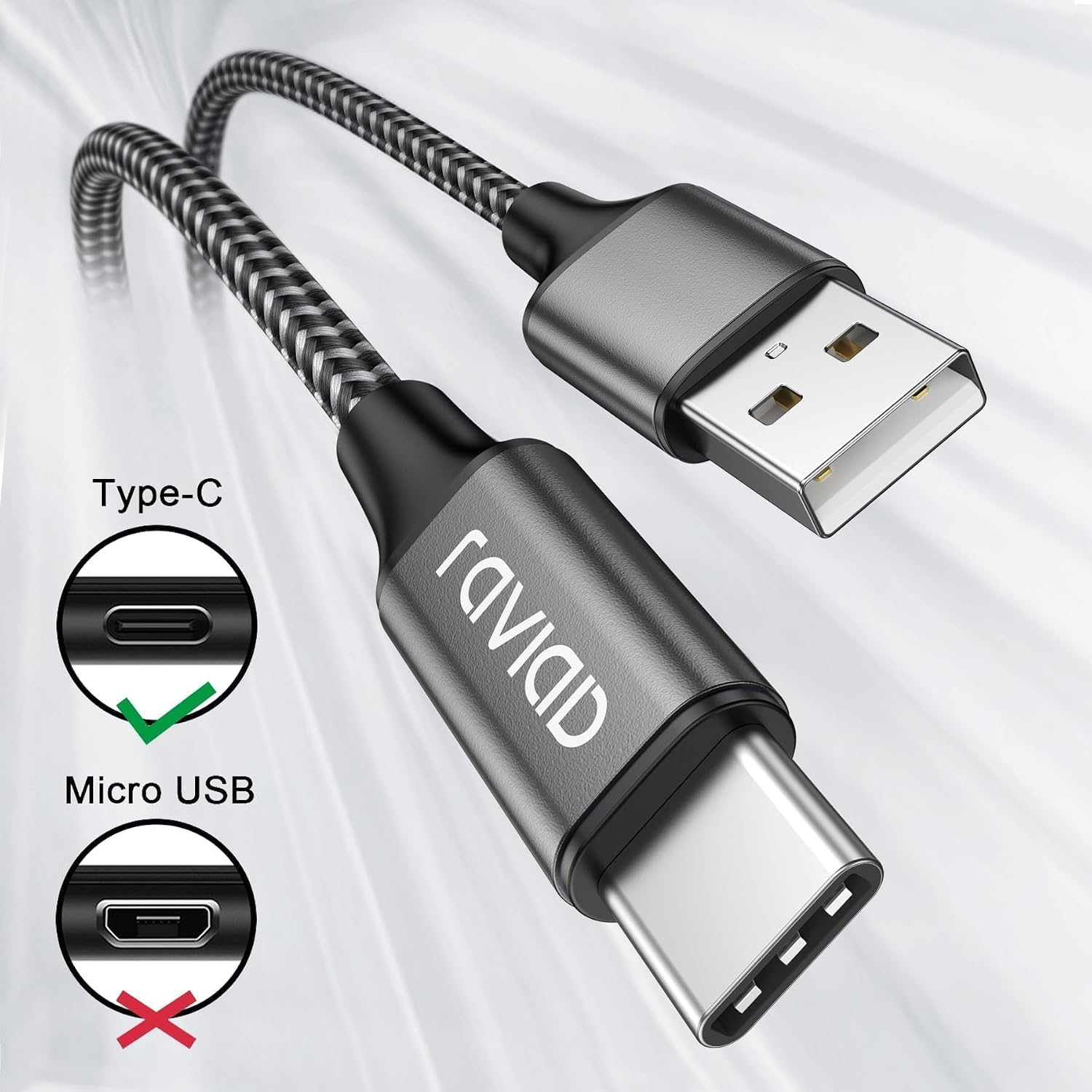 Thumbnail 1 de RAVIAD Cavo USB Tipo C 2m 2 Pezzi