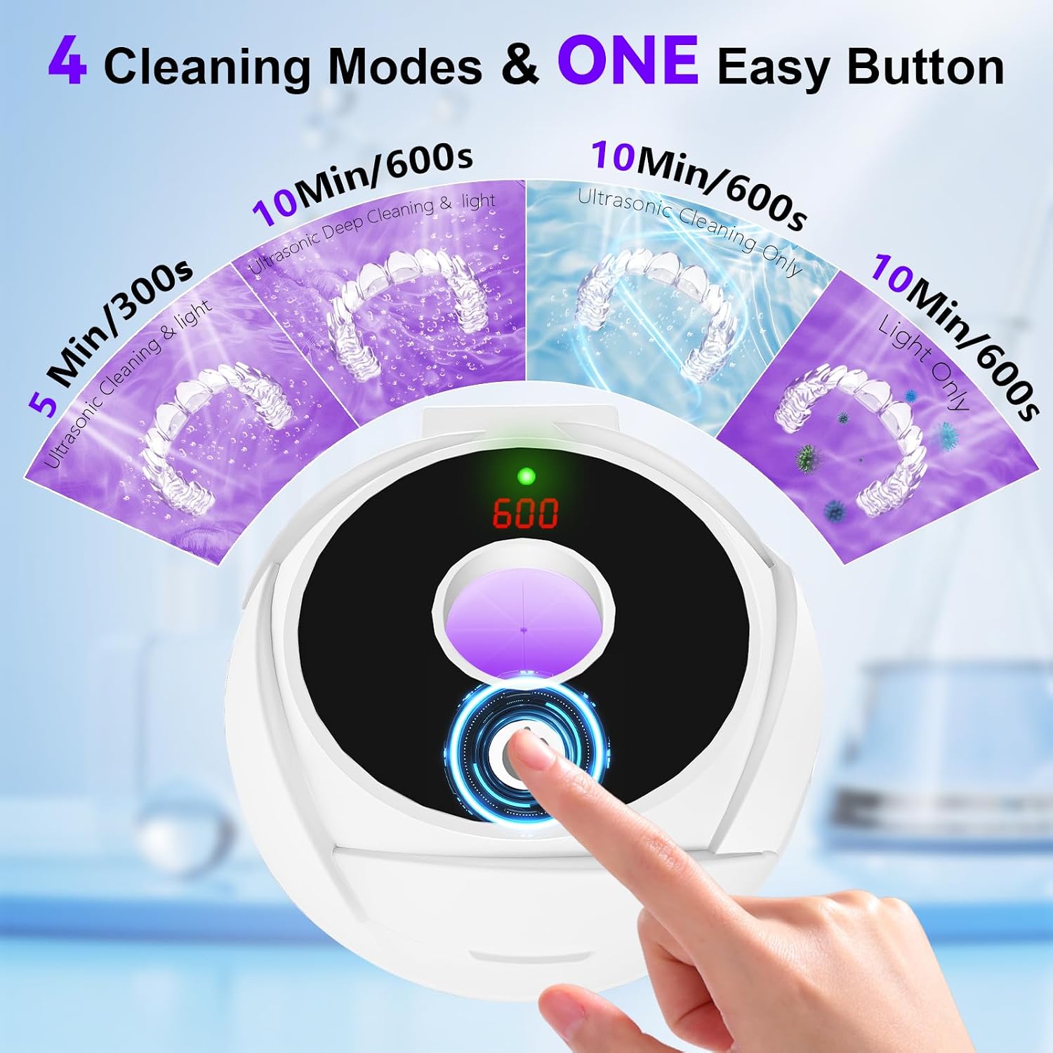 Thumbnail 3 de Dental Ultrasonic Retainer Cleaner Machine – 45kHz Cleaning Pod for Dentures, Aligners, and More
