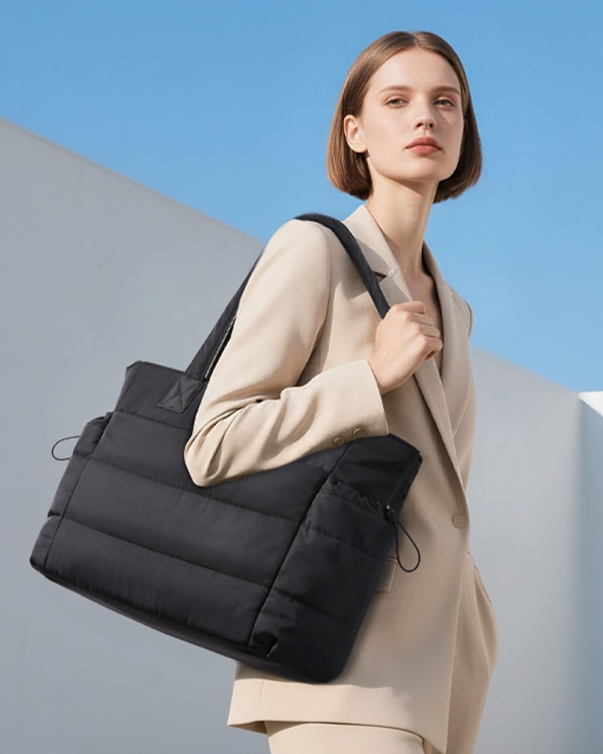 Thumbnail 1 de LOVEVOOK Women's Tote Bag: Lightweight Puffer Shoulder Handbag with 17.3" Laptop Compartment