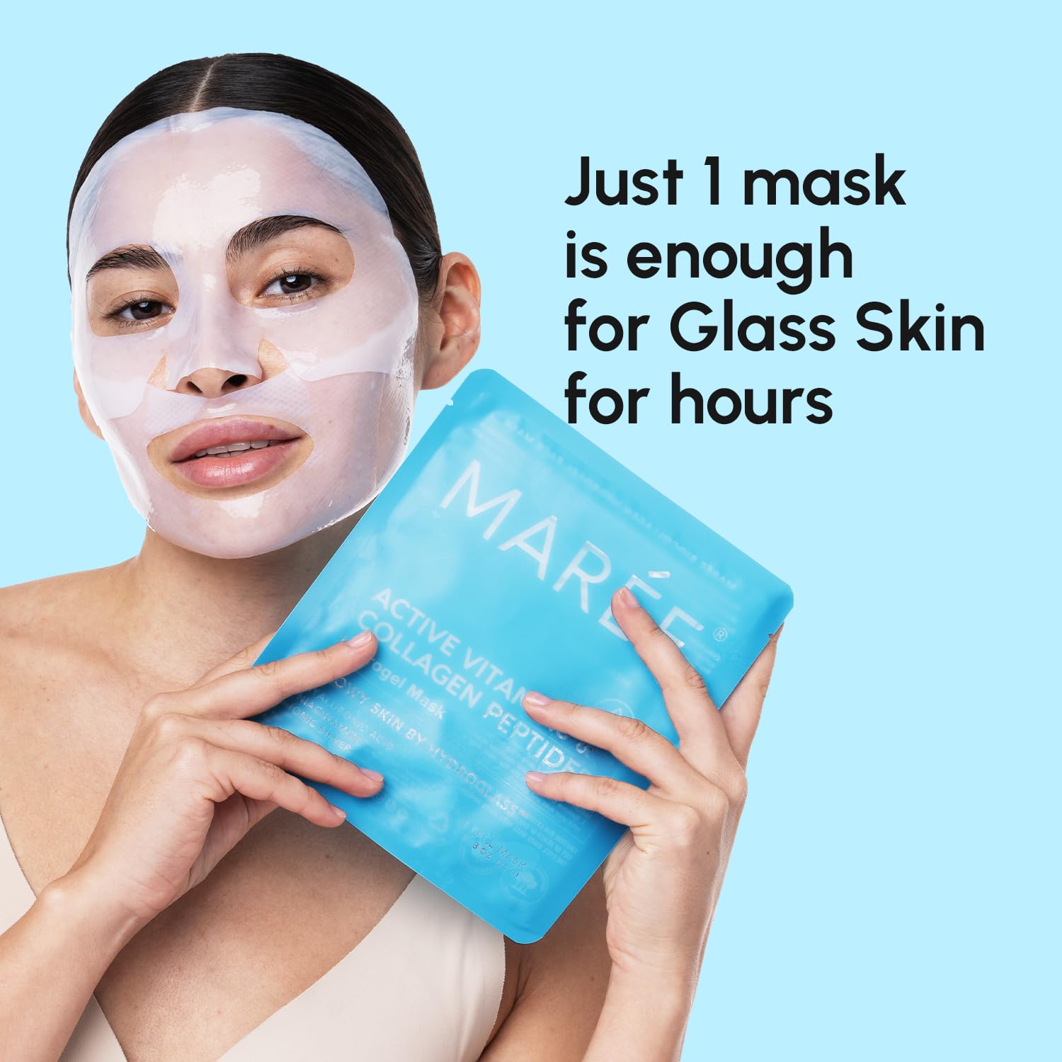 Detalle de MAREE Hydrogel Collagen Facial Mask with Hyaluronic Acid – Hydrating Mask for All Skin Types